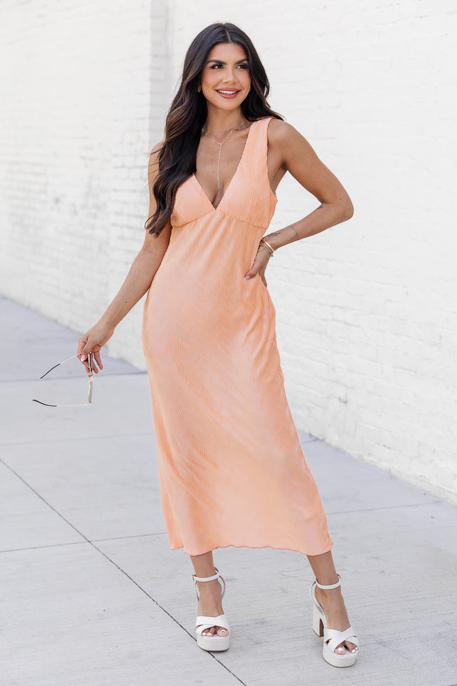 All Dolled Up Cantaloupe Midi Dress FINAL SALE Cheapest Pice