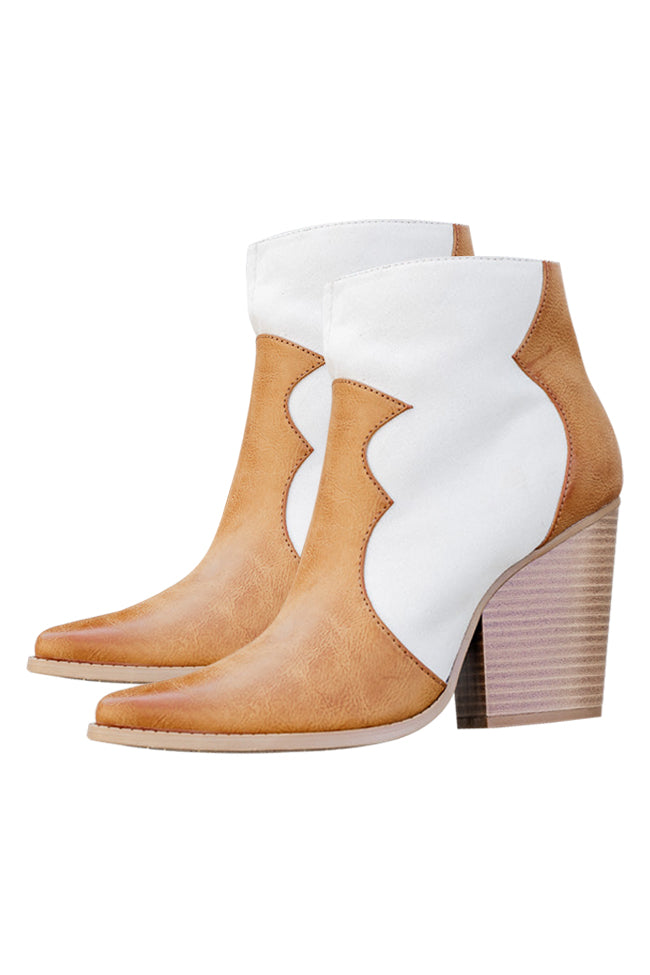 Riley Nude And Camel Western Bootie FINAL SALE Free Shipping With Paypal