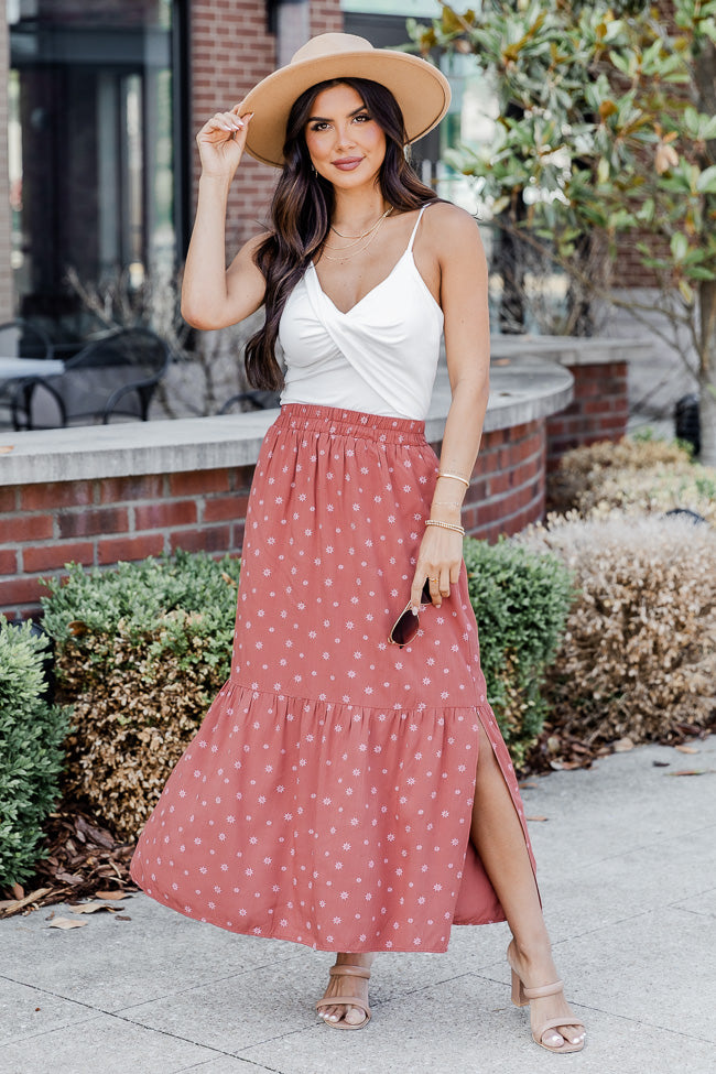 A Beautiful Day Rust Printed Maxi Skirt FINAL SALE Official Site Cheap Online