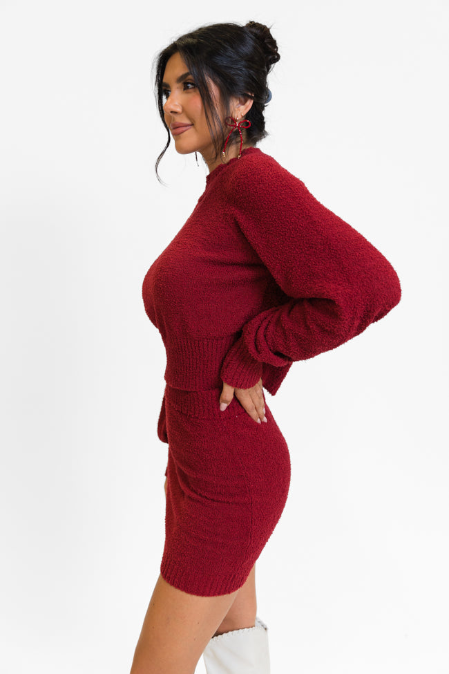 Take Care Burgundy Bubble Sleeve Sweater Set FINAL SALE Free Shipping Get To Buy