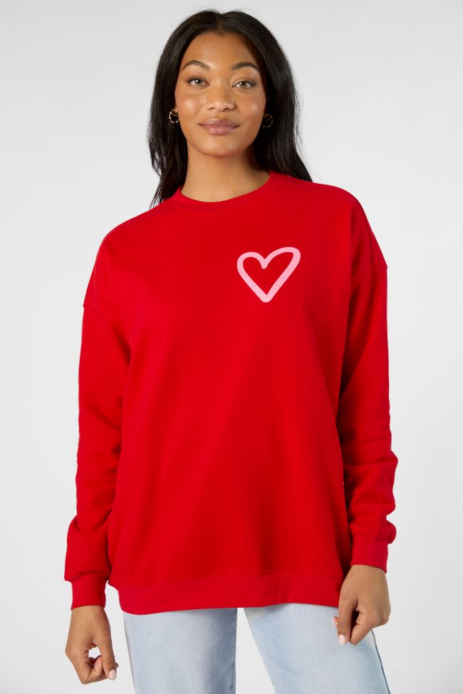 Love You More Red Oversized Graphic Sweatshirt From China Cheap Pice