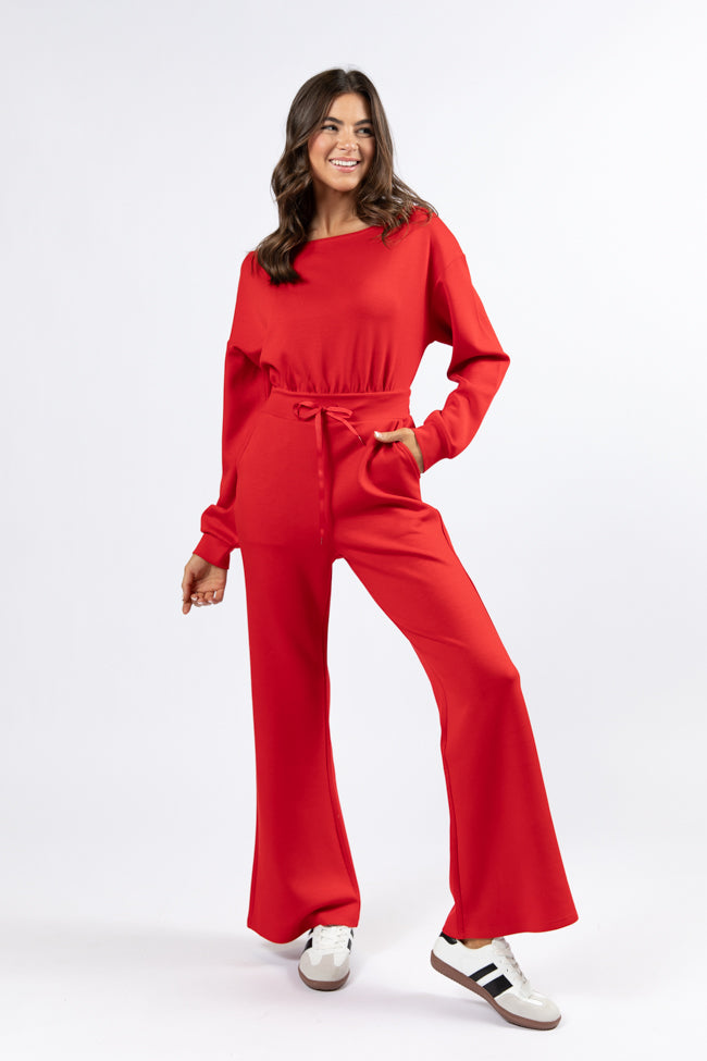 Wear It Out Red Boat Neck Jumpsuit SALE Cheapest Pice