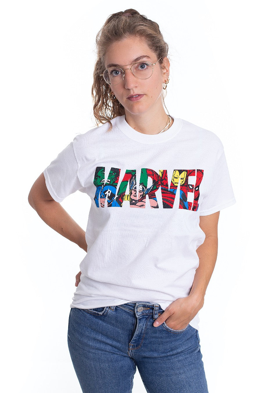 Marvel Comics - Logo Character Infill White - T-Shirt Sale Real