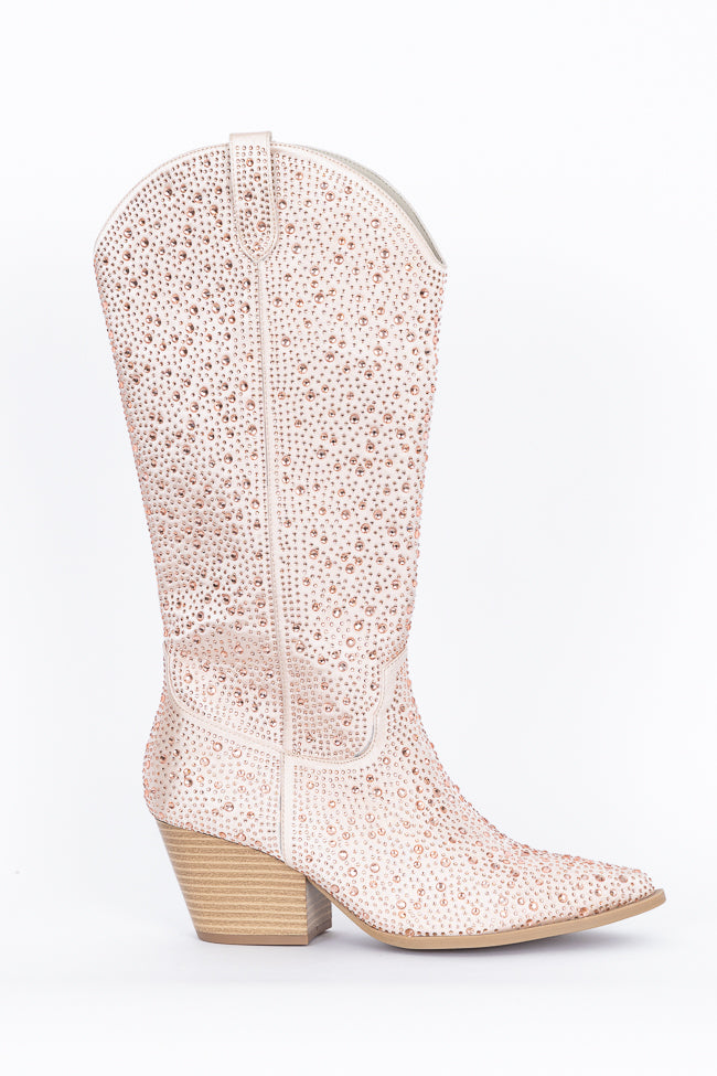 June Taupe Rhinestone Boots Very Cheap