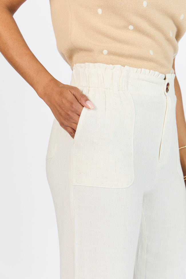 Wish For This Beige Linen Blend Trousers Free Shipping Online