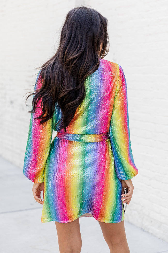 Light Up My World Rainbow Striped Sequin Mini Dress FINAL SALE With Credit Card Cheap Online