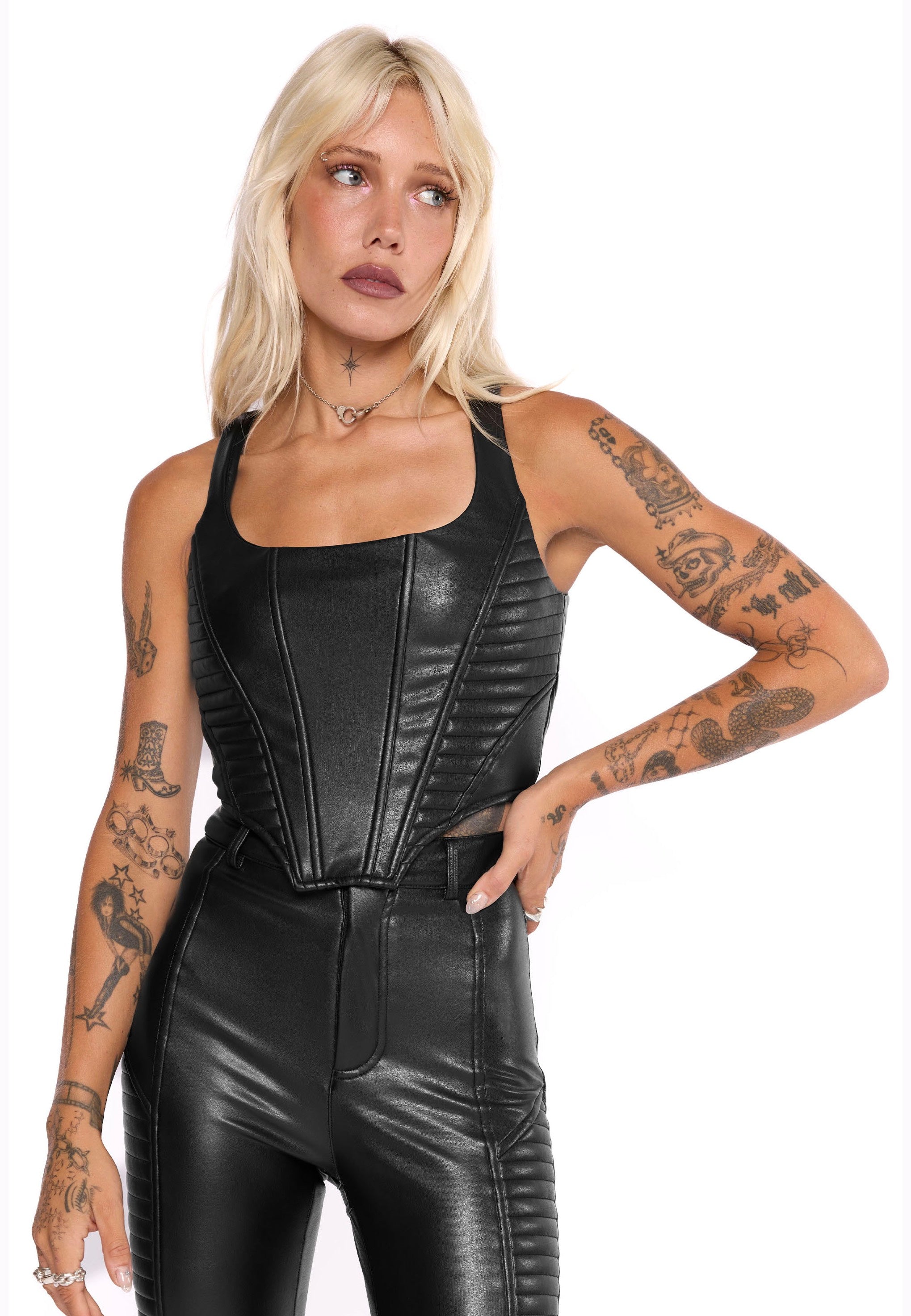 Mary Wyatt - Doro Faux Leather Moto Corset Black - Top Cheap Wiki