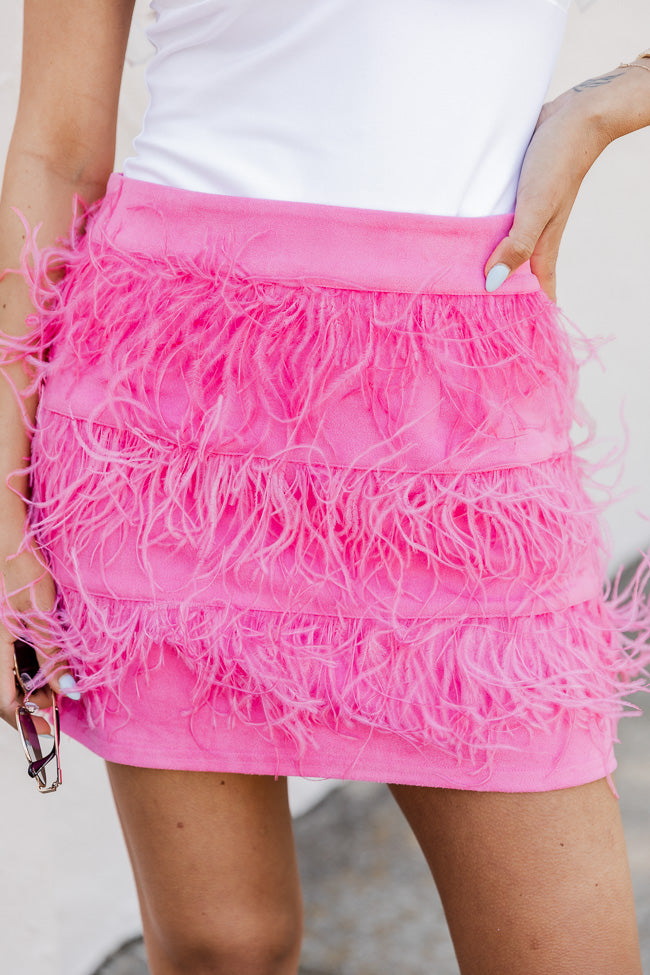 This Is Our Place Fuchsia Feather Trim Skirt FINAL SALE Latest