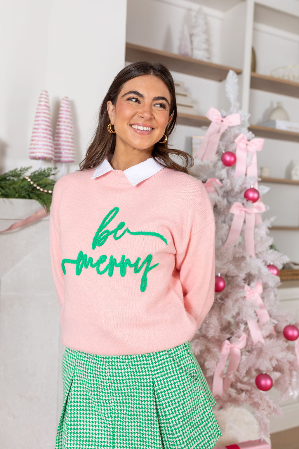 Be Merry Pink And Green Sweater FINAL SALE Buy