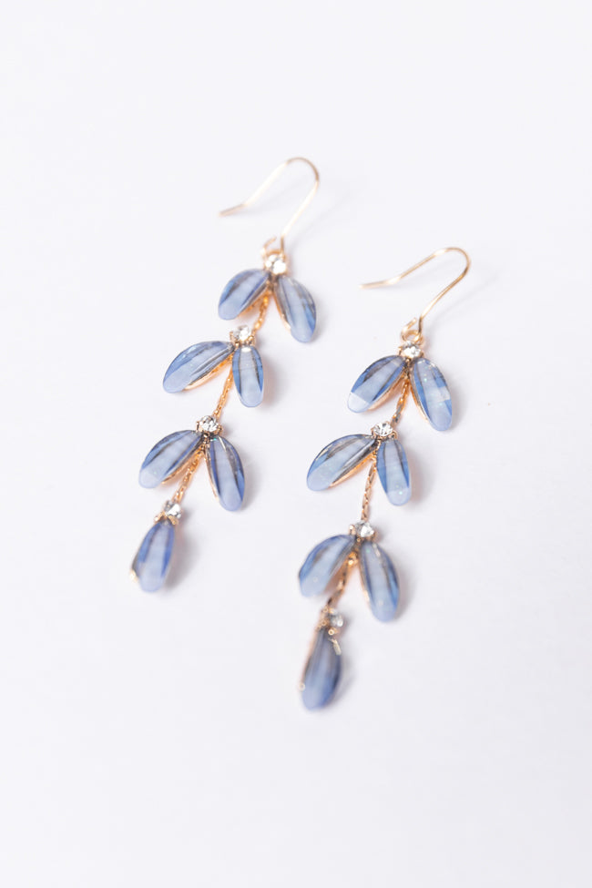 Falling Petals Blue Earrings Free Shipping Very Cheap