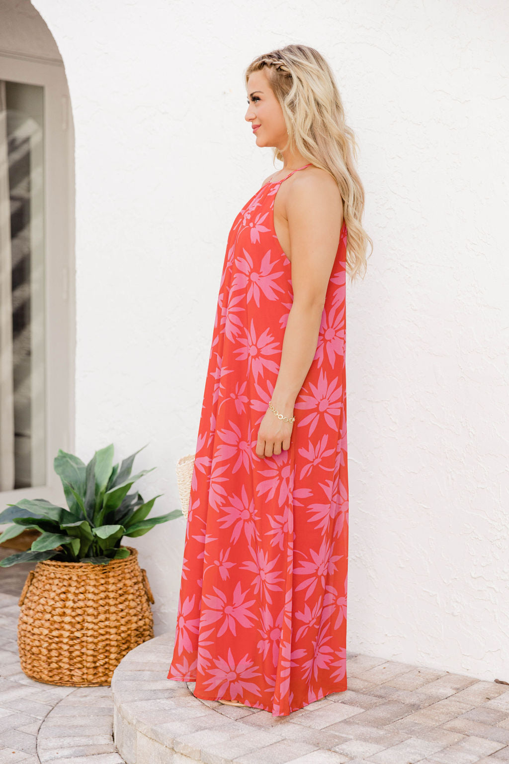 Ready To Run Red Halter Floral Maxi FINAL SALE Sale Shop Offer