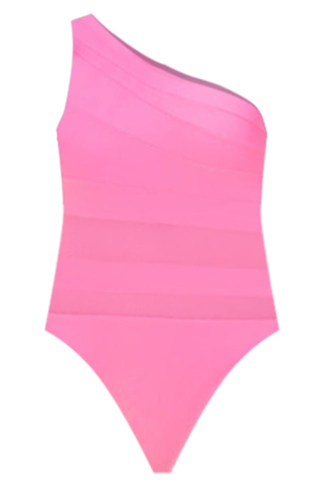 Beyond The Sea Hot Pink One Shoulder Mesh One Piece Swimsuit Buy Cheap Wiki