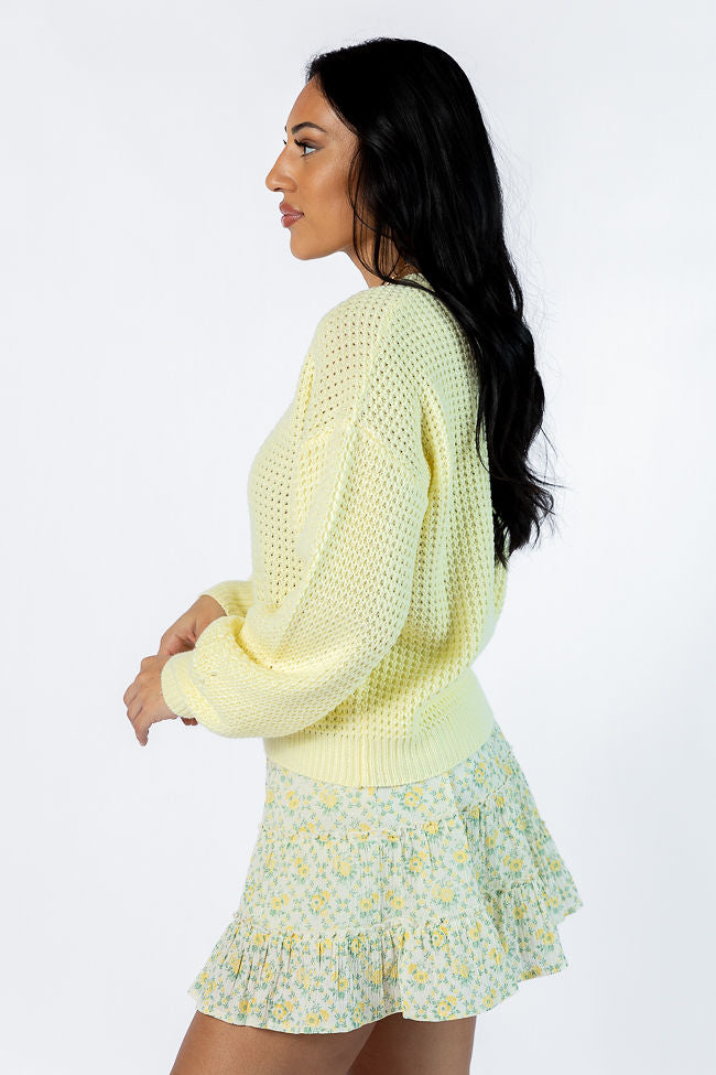 Match My Mood Yellow Textured Crew Neck Sweater Clearance Perfect