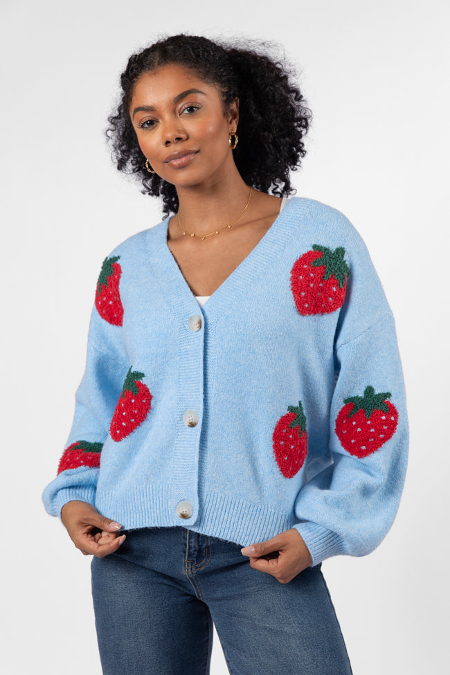 Berry Sweet Blue Strawberry Cardigan Buy Cheap Excellent