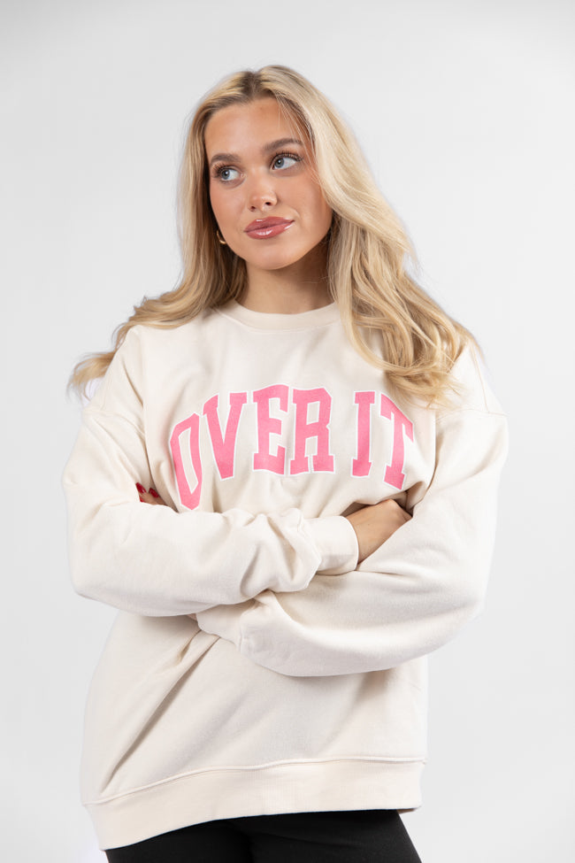 Over It Cream Oversized Graphic Sweatshirt Free Shipping Comfortable