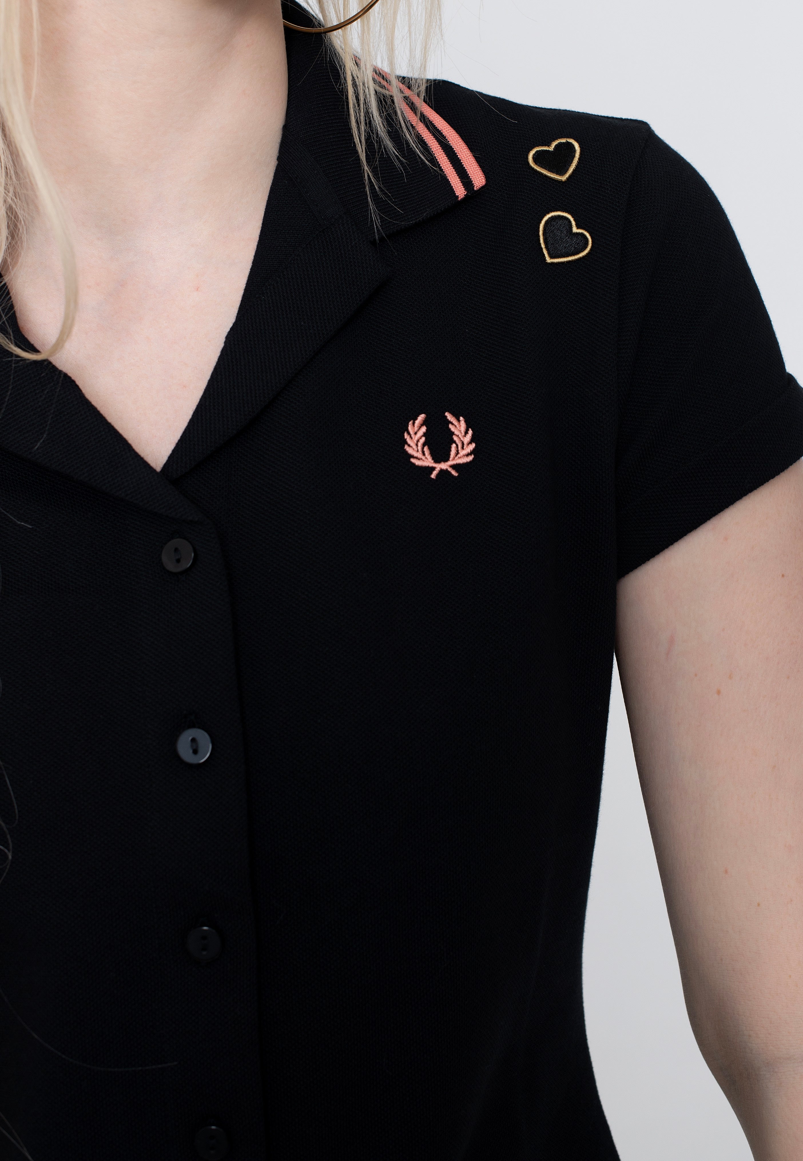 Fred Perry x Amy Winehouse - Button Thru Pique Shirt Black - Dress Online Cheap Online