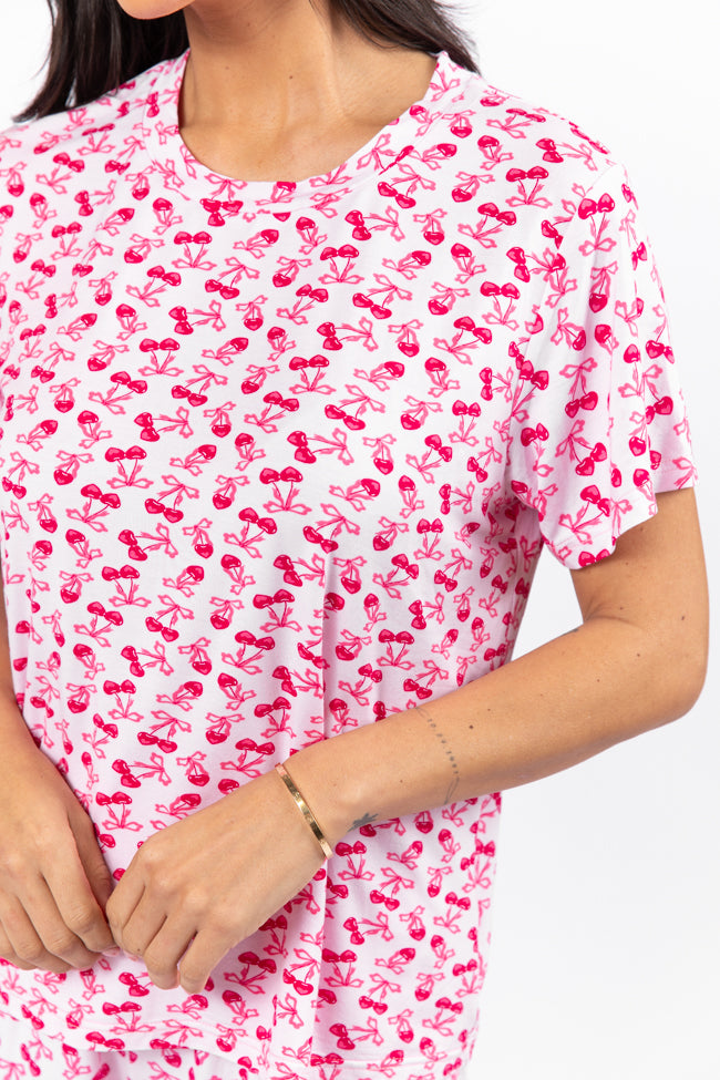 Over the Moon Cherry Hearts Pajama Top Kalee Rogers x Pink Lily FINAL SALE Discount Choice