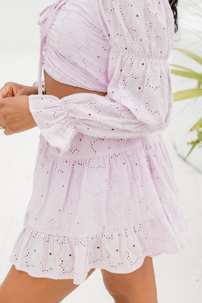 Slow Tide Purple Eyelet Crop Top and Skirt Set FINAL SALE Footlocker Cheap Online