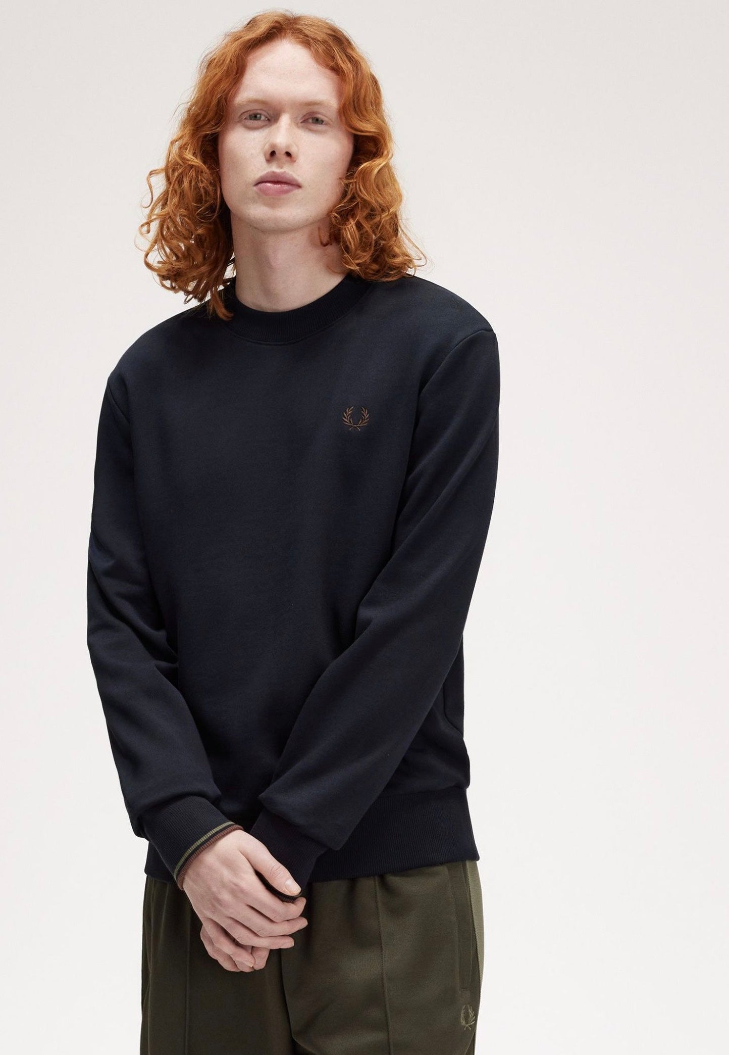 Fred Perry - Crew Neck Nvy/Lrlwgrn/Bric - Sweater Discount Big Sale