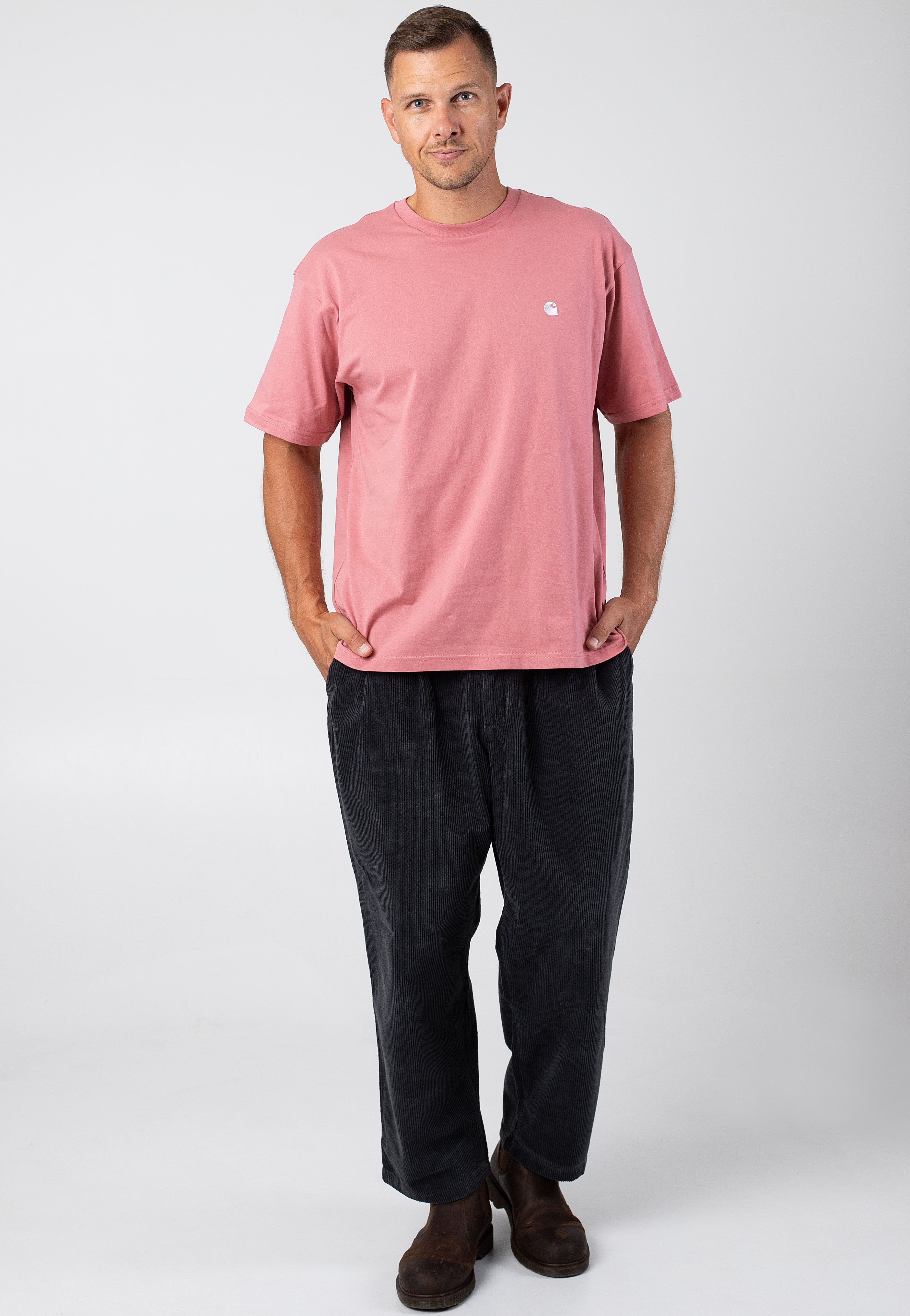 Carhartt WIP - Madison Dusty Rose / White - T-Shirt Free Shipping Popular