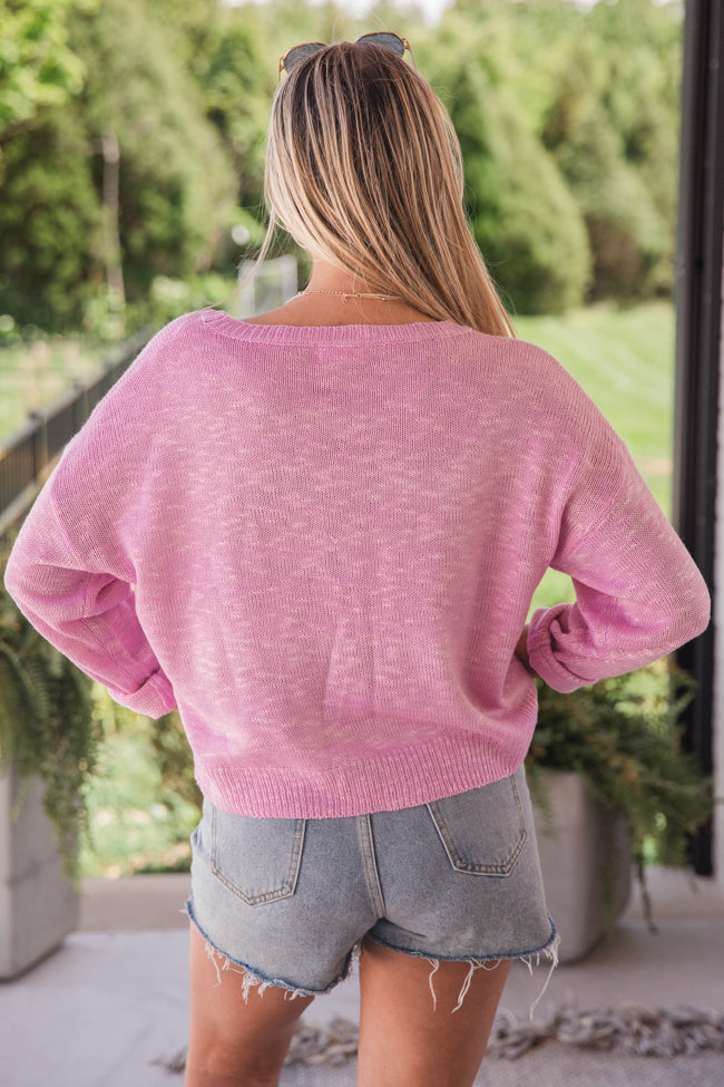 Marina Breeze Pink Lake Side Graphic Sweater Free Shipping With Credit Card