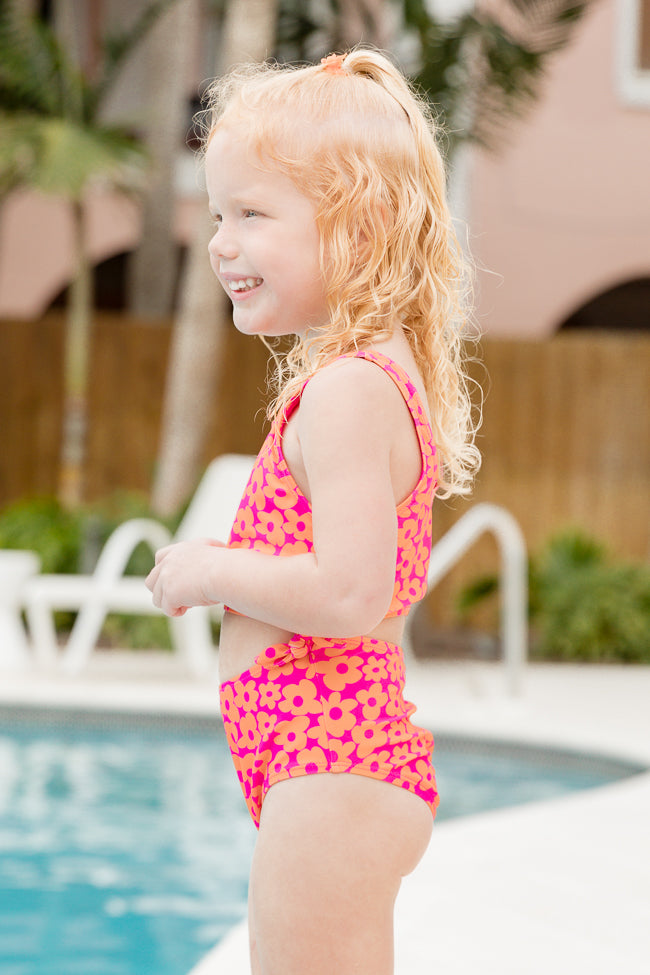 Kid's Sandy Shores In Floral Flair Tie Side Swimsuit FINAL SALE