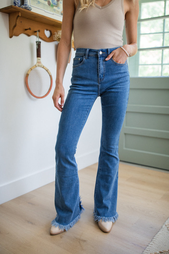 Maren Medium Wash Stretchy Flare Jeans Buy Cheap Explore