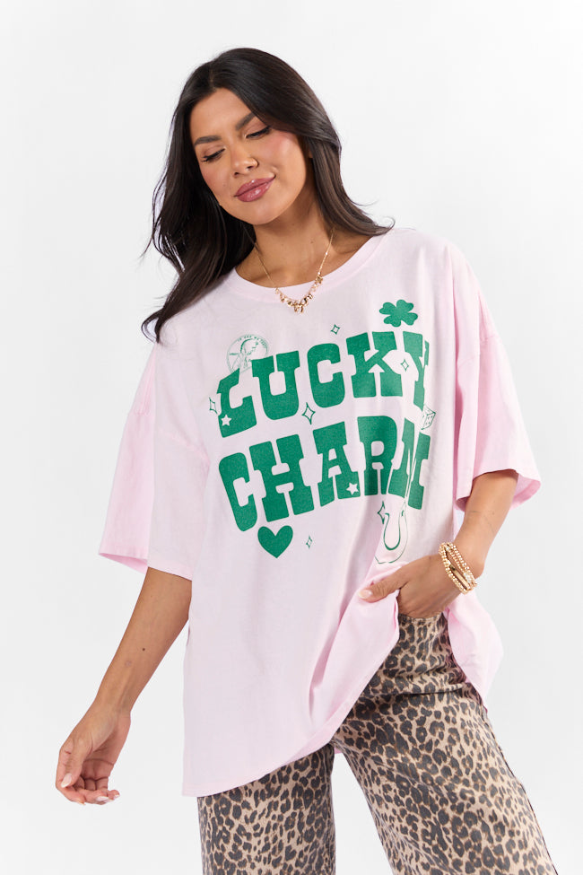 Lucky Charm Soft Pink Hyfve Oversized Graphic Tee Really Cheap