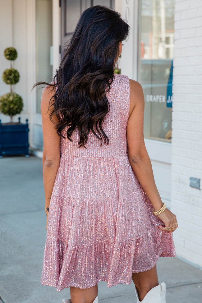 Making Headlines Pink Sequin Sleeveless Dress Free Shipping For Sale