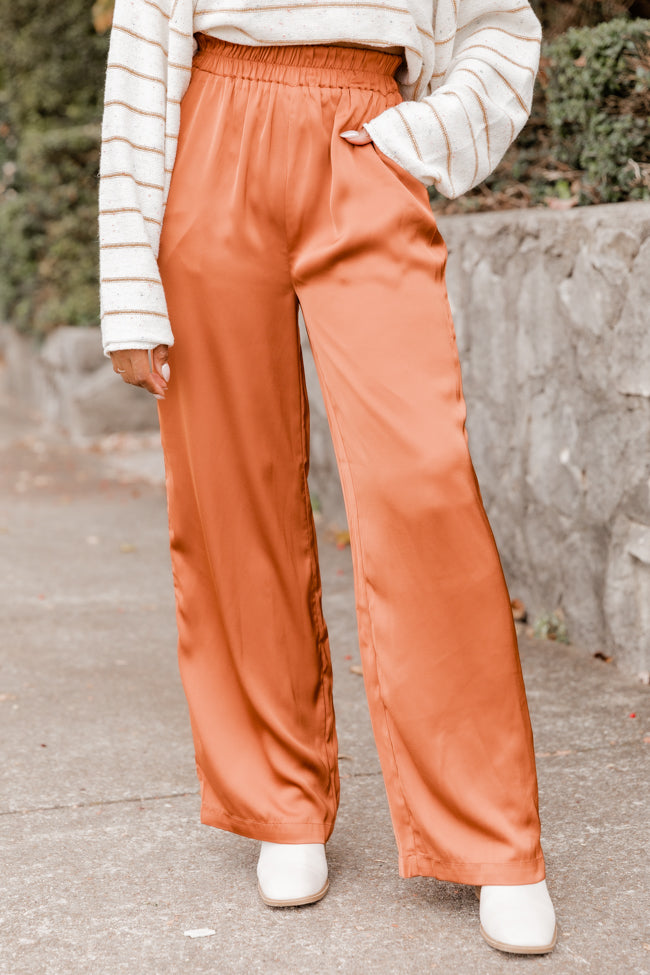 Must Be Nice Rust Smocked Waist Pants FINAL SALE Discount Many Kinds Of