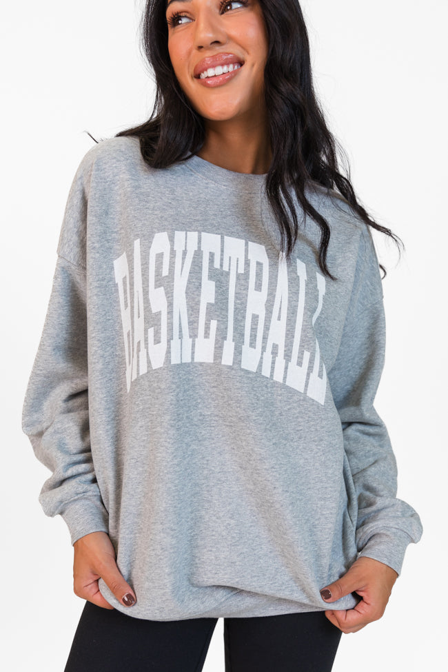 Basketball Block Light Grey Oversized Graphic Sweatshirt Outlet Visit