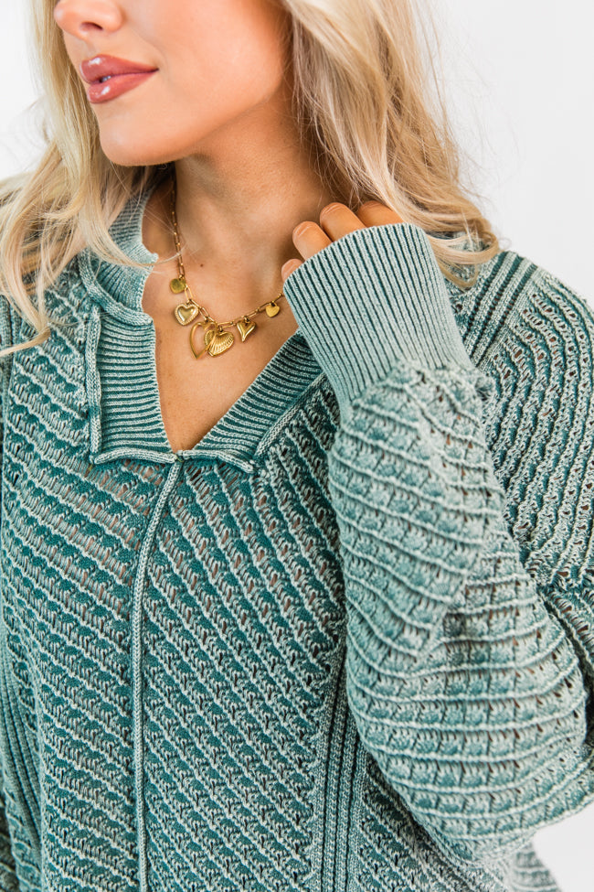 It's Too Easy Olive Acid Wash Sweater SALE