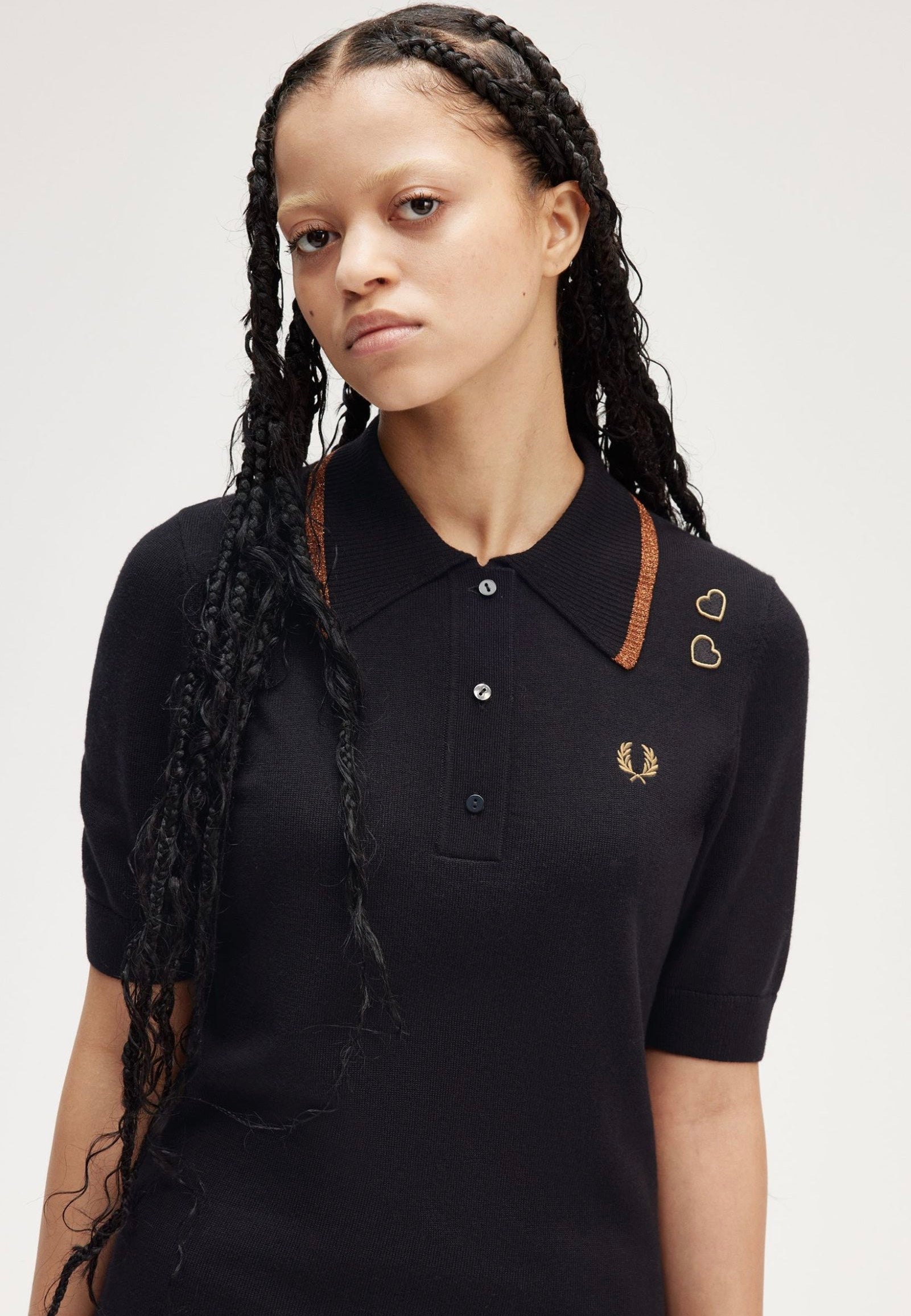 Fred Perry x Amy Winehouse - Metallic Tipped Knitted Black - Polo With Mastercard Online