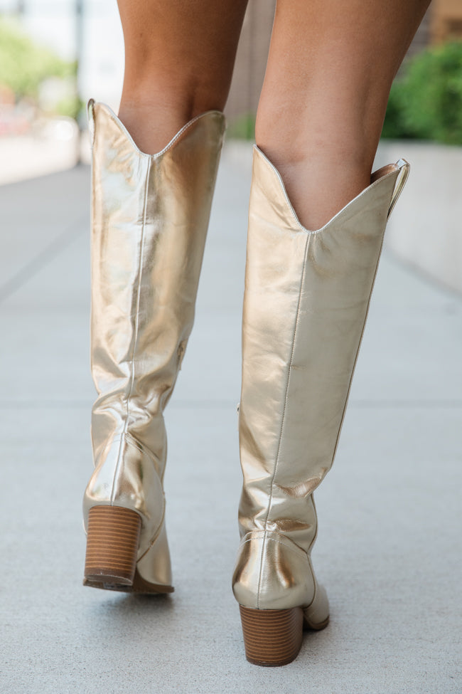 Shania Metallic Gold Cowboy Boots Get Authentic