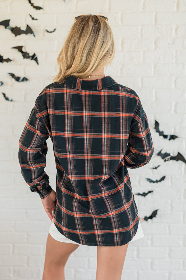 Made Me Realize Black and Orange Plaid Button Front Shirt FINAL SALE Outlet For Nice