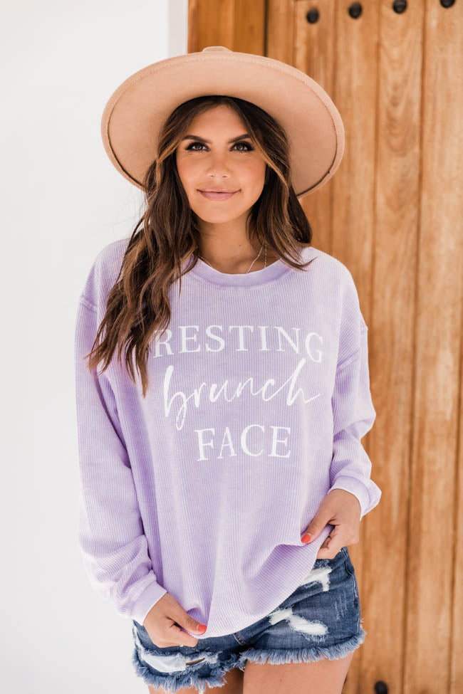 Resting Brunch Face Lilac Corded Graphic Sweatshirt FINAL SALE With Credit Card Cheap Online