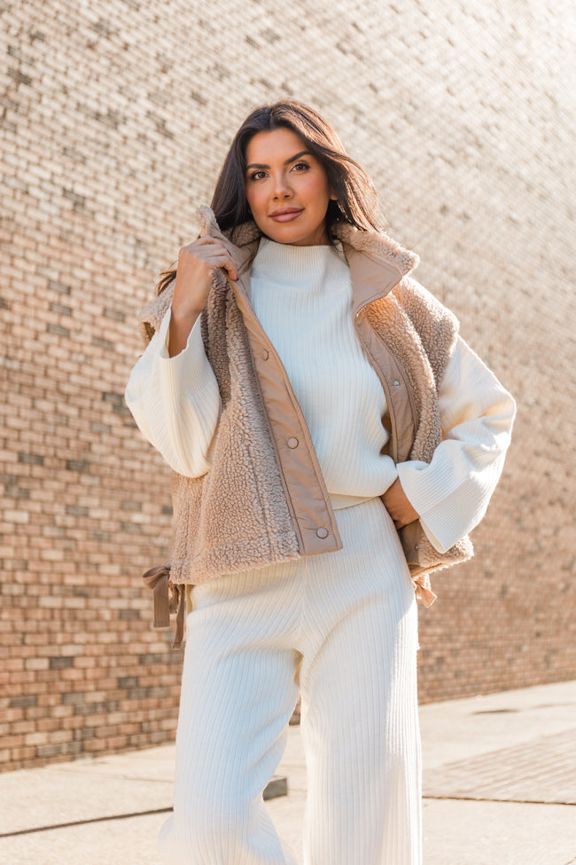 Feel It All Beige Oversized Sherpa Vest Shipping Outlet Store Online