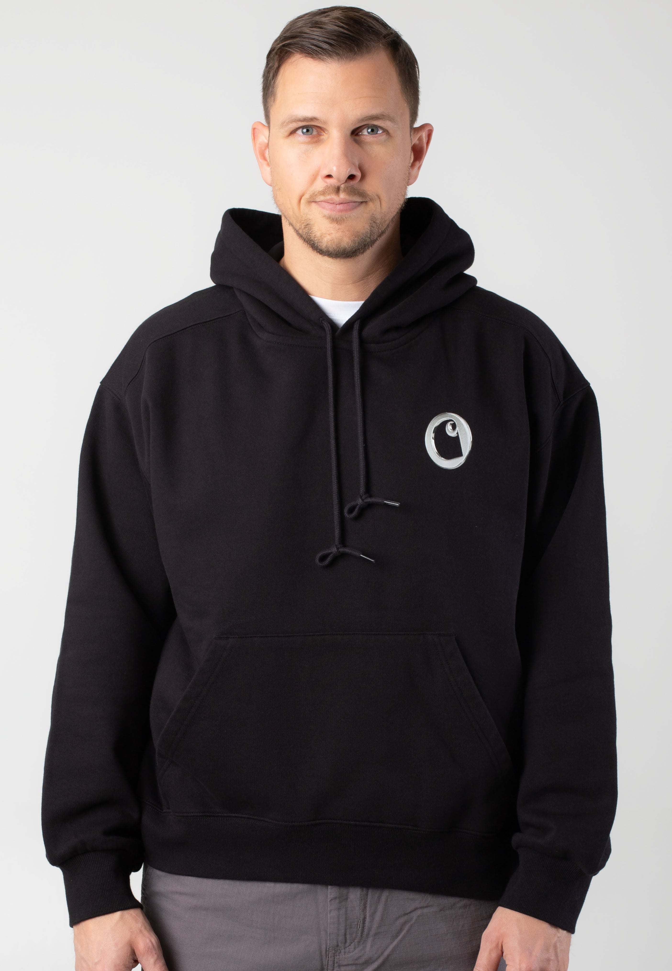 Carhartt WIP - Hooded Charm Link Stone Washed Black/Silver - Hoodie Discount Cheapest Pice