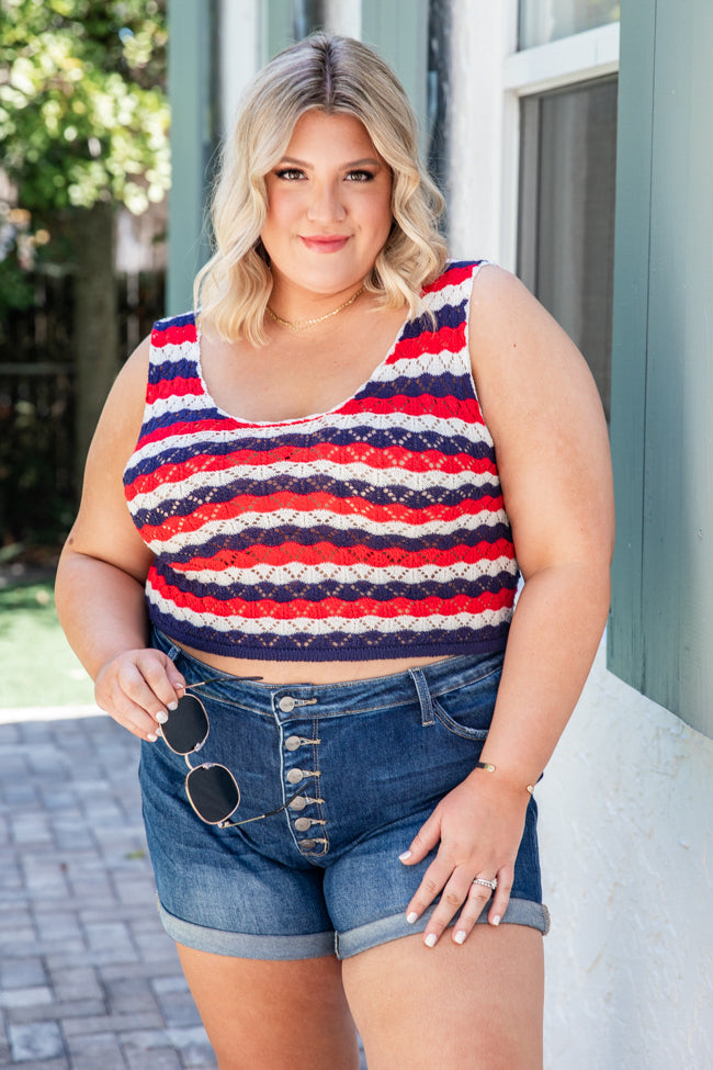 Where I Come From Red White And Blue Crochet Tank FINAL SALE Outlet Where Can You Find