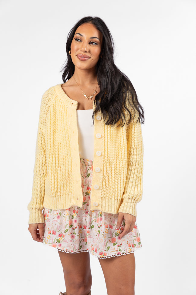 Do Me A Solid Yellow Button Up Cardigan Sale Lowest Pice