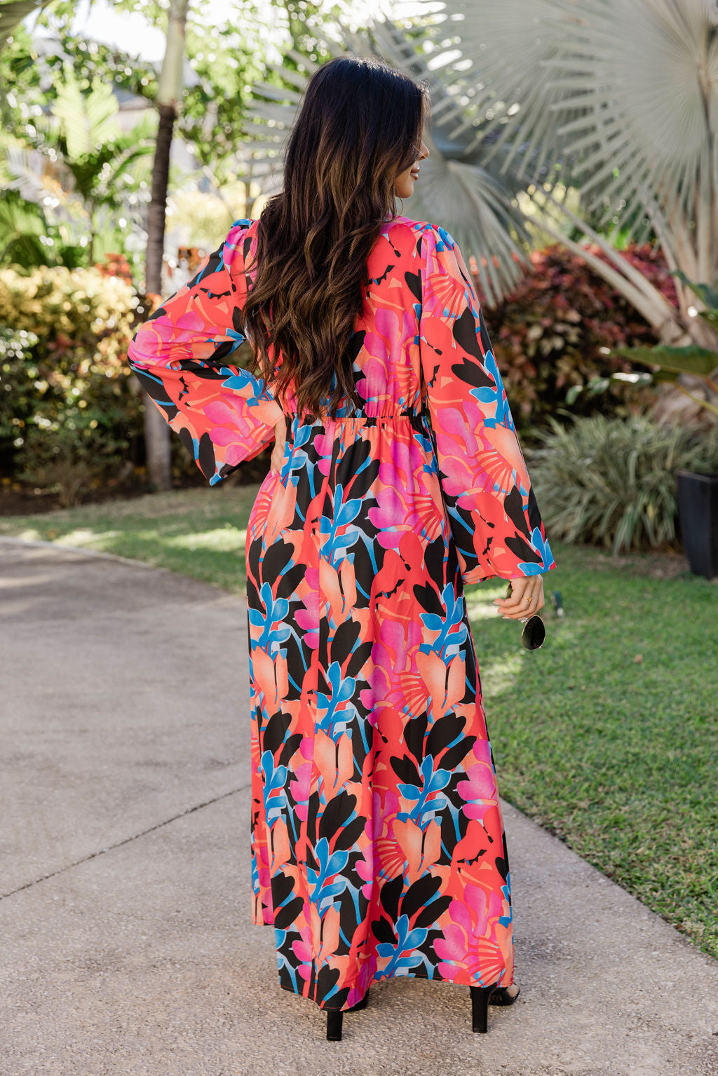 Dance The Night Away Long Sleeve Tropical Black Maxi Dress FINAL SALE Good Selling Online