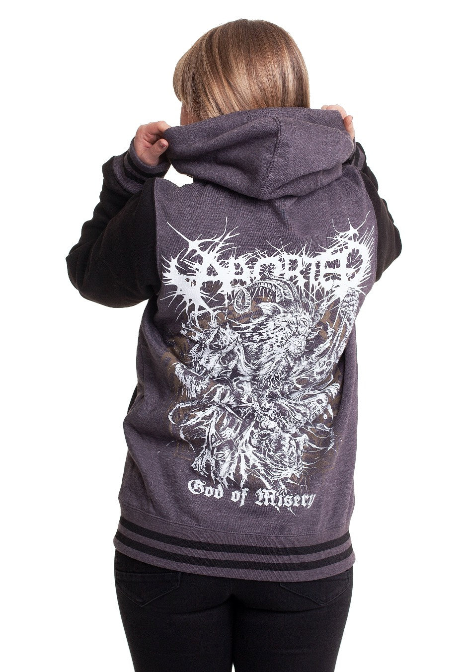 Aborted - God Of Misery Heather Grey/Black - Zipper Best Place To Buy