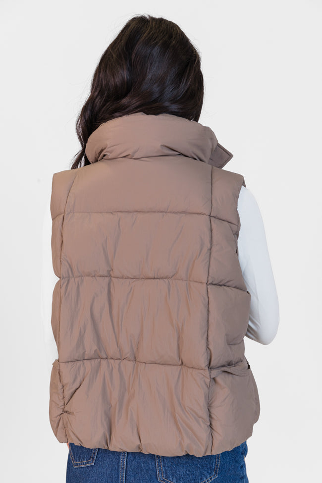 Won Me Over Mushroom Oversized Puffer Vest Outlet Clearance Store