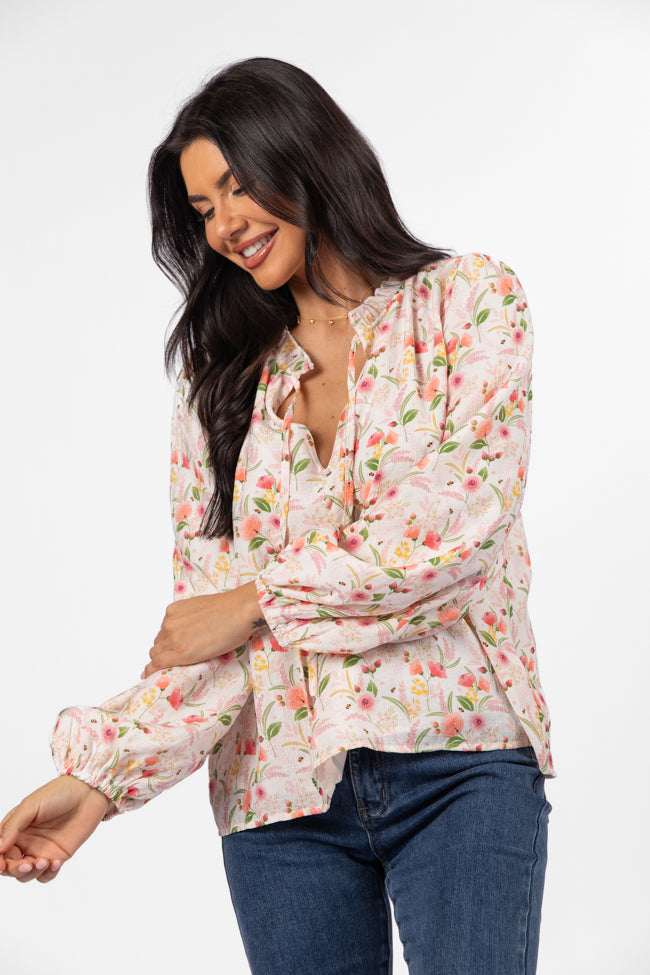 Fade Into You Ivory Multi Button Detail Floral Blouse Outlet Locations Cheap Online