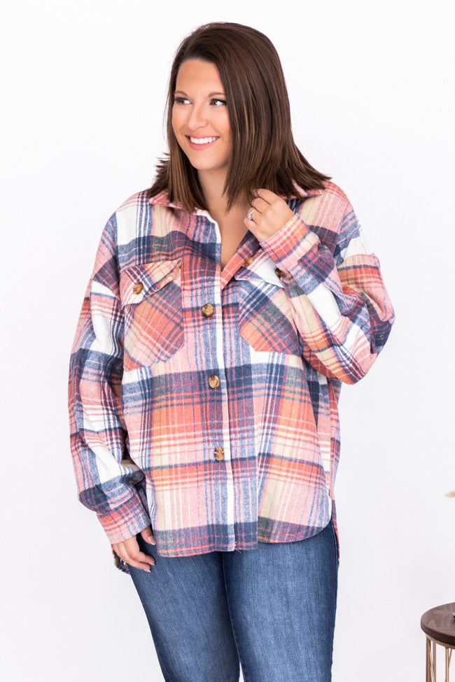 Good Guess Pink Multi Oversized Plaid Shacket FINAL SALE Free Shipping Big Sale