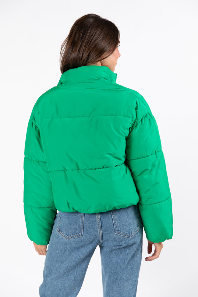 I Heard The Bells Green Front Pocket Puffer Jacket FINAL SALE Brand New Unisex Cheap Online