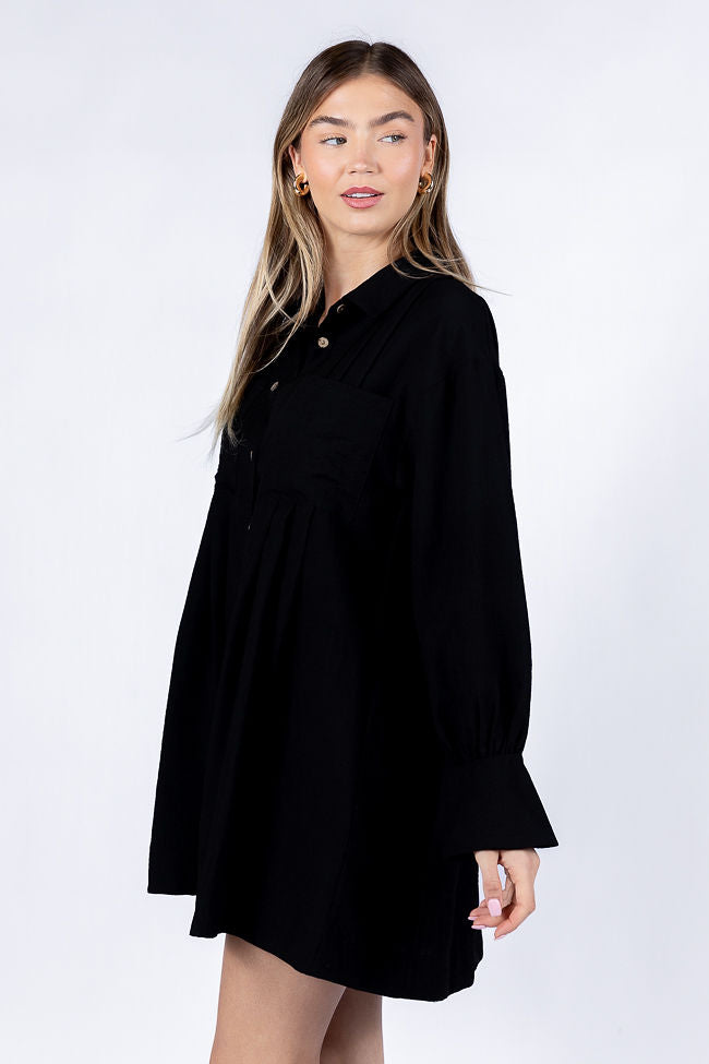 Write This Down Black Button Up Shirt Dress Looking For Sale Online