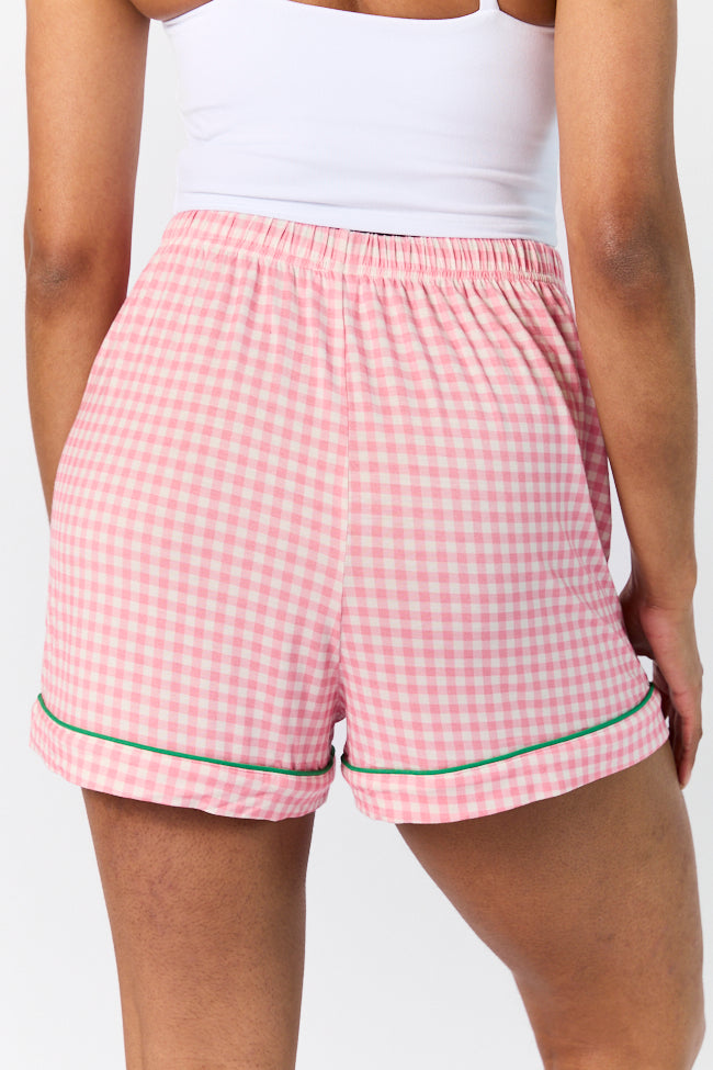 Good To Get Away Pink Gingham Pajama Shorts Cheap Low Shipping Fee