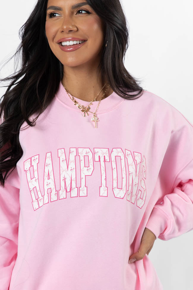 Hamptons Printed Light Pink Oversized Graphic Sweatshirt Best Deals