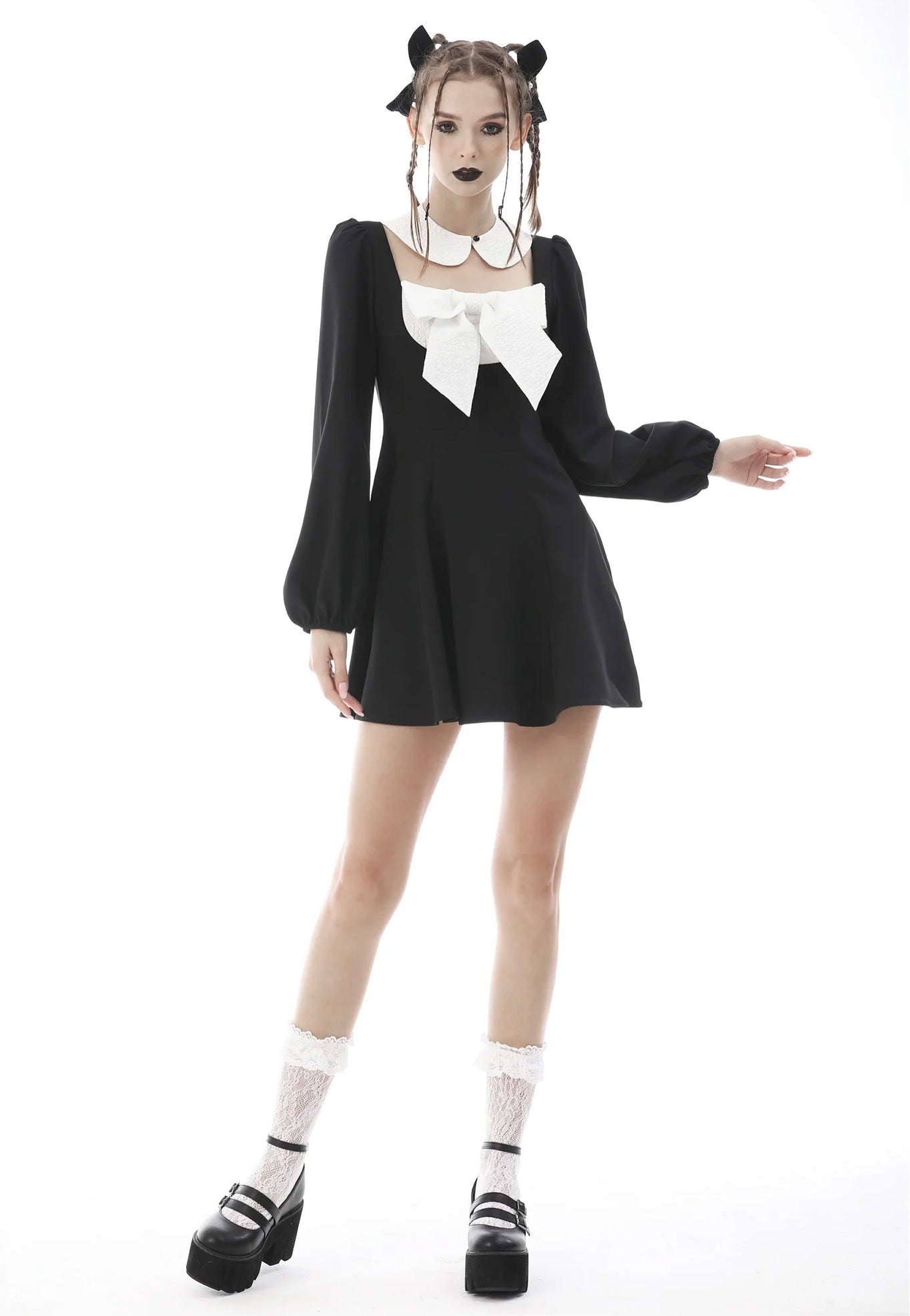 Dark In Love - Gothic Lolita Black White Super Bowknot Black - Dress Outlet Shop Offer